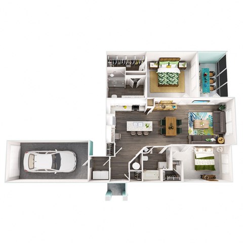 Floor plan for 2 beds, 2 baths, 1326 sqft